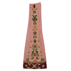Sanskriti Vintage Design Fabric Hand Beaded Indian Dark Red Patch Work Decor
