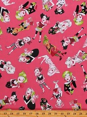 Cotton Ladies Women Makeup Tossed Lookers Pink Fabric Print by the Yard D413.40