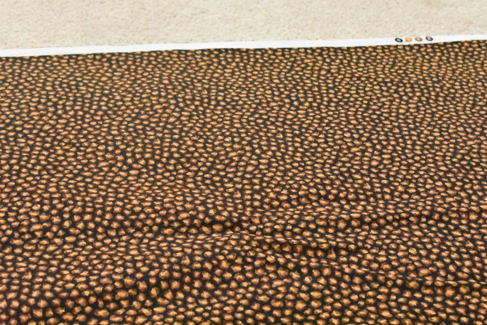 By 1/2 Yd, Gold & Brown Print on Black Quilt Cotton, P6499
