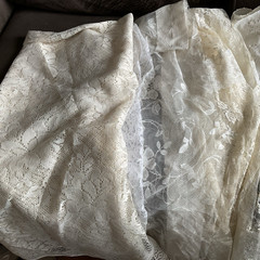 Off White Satin Mesh/Net and Lace For Doll Cloths Crafts Slow Stitch Vintage