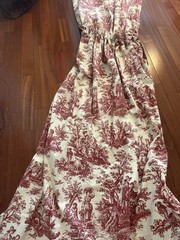 P Kaufmann Red Ivory Toile Upholstery Cotton Fabric Pastoral 7.7 Yds