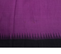 Sushila Vintage Purple Temple Border Scrap Saree Pure Cotton Woven Sari Fabric