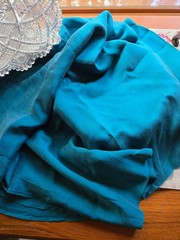 lot of teal silk fabric 37 x 42″