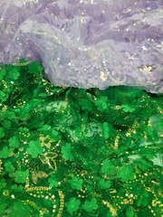 3D Flower Floral Embroidered Lace Emerald Green Fabric By Yard Prom Quinceañera