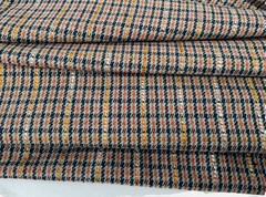 TWEEDY BALMORAL CHECK WOOL CASHMERE SILK BLEND OLIVE -BLUE -TAN MADE IN ITALY A9