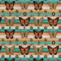 David Textiles Butterfly Print 1 Yard Fabric Cut 100% Cotton 36 x 44 in