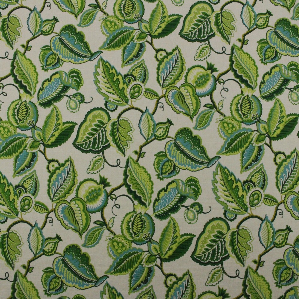 STOUT MUSE EMERALD GREEN LARGE LEAF VINE FLORAL MULTIPURPOSE FABRIC BY YARD 54″W