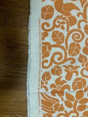 4.5 yards of DAVID HICKS orange-and-white parrot botanical upholstery fabric