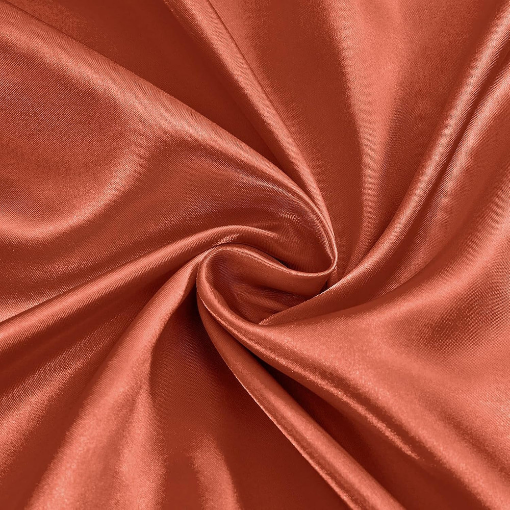 Brunt Orange Satin Fabric by the Yard, 60″ Wide Shiny & Soft Charmeuse Silky Sat