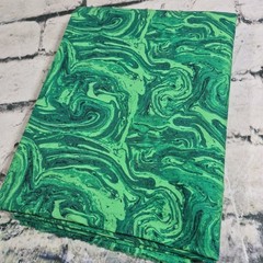 Vintage Joann Fabric Emerald Green Liquid Marble Swirl 2 Yards W/Small Cutout