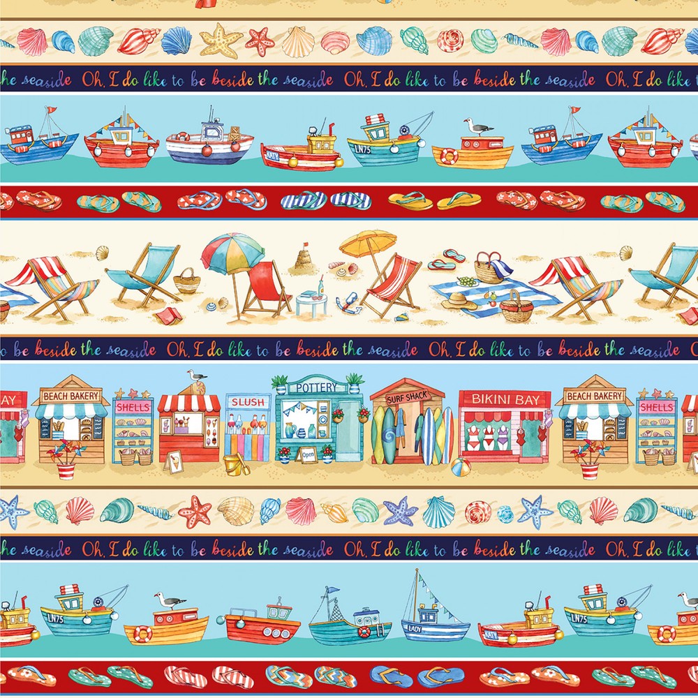 Nautical Fabric | Sea La Vie For Shore Stripe Boat Beach | Michael Miller YARD