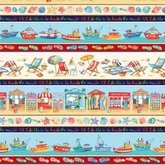 Nautical Fabric | Sea La Vie For Shore Stripe Boat Beach | Michael Miller YARD