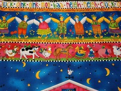 Country Gardens BTY Kari Pearson QT Kids Farm Animal Barn Colorful Stripe