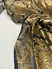 Taupe Gold Imperial Sheer Cut Velvet Fabric By the yard