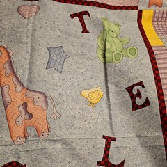 Baby Quilt panel fabric Animals and Letters Cranston Print Works Leslie Beck 1Y
