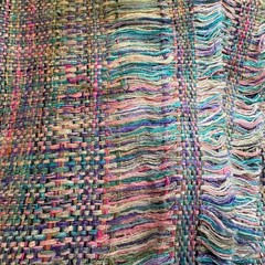 Vintage Fabric Woven Multicolor 42″ x 2 yards Pink Blue Purple DIY Spring Craft