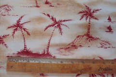 2.44 yds Jo Ann Fabric Palm Tree Island Beach Red Tan Quilt Craft 44″ x 88″ BTP