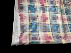 Madras Inspired Fabric Colorful Pastel Pink Blue Yellow & Turquoise 54×42 READ