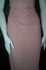 Linen Cotton Rayon Knit Jersey fabric1/8″ Red 3/16″ Natural Oatmeal Stripes