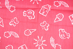 Sewing Fabric Quilt Cloth Cotton 42×1/2 yd Dark Pink White Girls School Toddler
