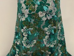 Teal Green White Iridescent Embroidered SEQUINS Lace fabric 50” Width 1 Yard
