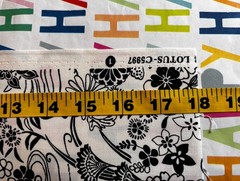 4 Japanese Cotton Fabrics cream black Geishas Chrysanthemums 2 yards Bundle