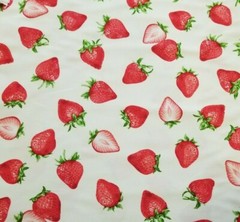 Strawberries Tossed on Creamy Light Cotton Duck Cloth – from Japan