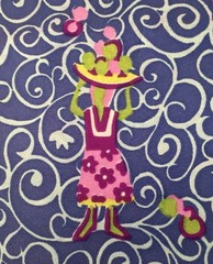Vtg Novelty Border Print Fabric Spanish Caribbean Tropics Scene 4yds x 46in