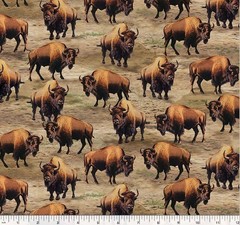 Cotton Wild Animals Bison Buffalo Wildlife All Over Fabric Print by Yard D606.23