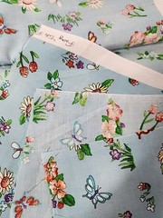 MMFab Blue Floral Butterfly Print Cotton Quilting Sewing Fabric 44″ X 5.1yds
