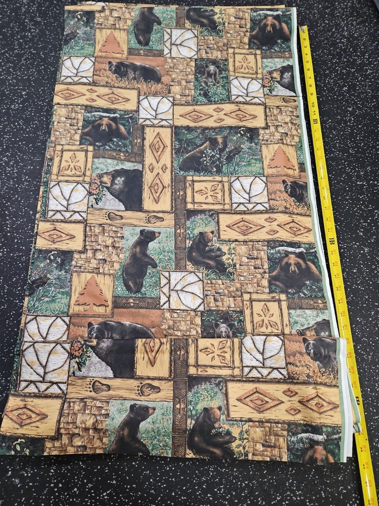 Lot of 4.5 Yards Black Bear Mountain Cotton Fabric