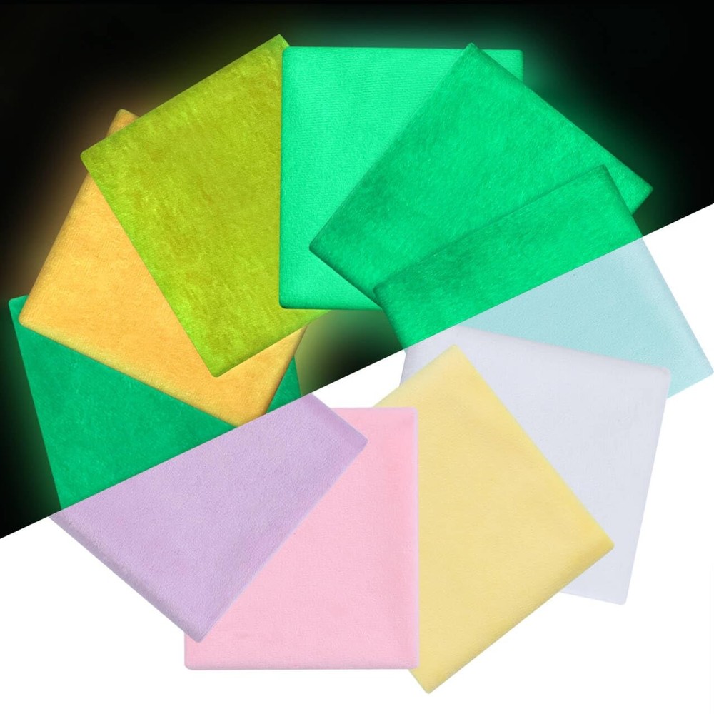 Glow In The Dark Fabric 10 PCS Velvet Fat Quarters 5 Colors 18×21 Inch Craft
