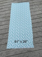 Vtg 1970s White Knit With Turquoise Flowers Sewing Fabric 61” X 26”