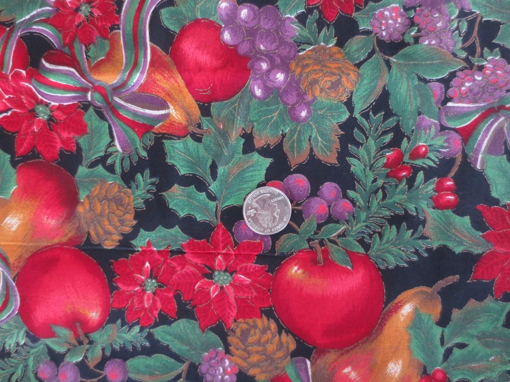 4958. Cranston HOLIDAY FRUITS Home Decor, Crafts COTTON FABRIC – 59″ x 1 yd.