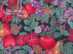 4958. Cranston HOLIDAY FRUITS Home Decor, Crafts COTTON FABRIC – 59″ x 1 yd.