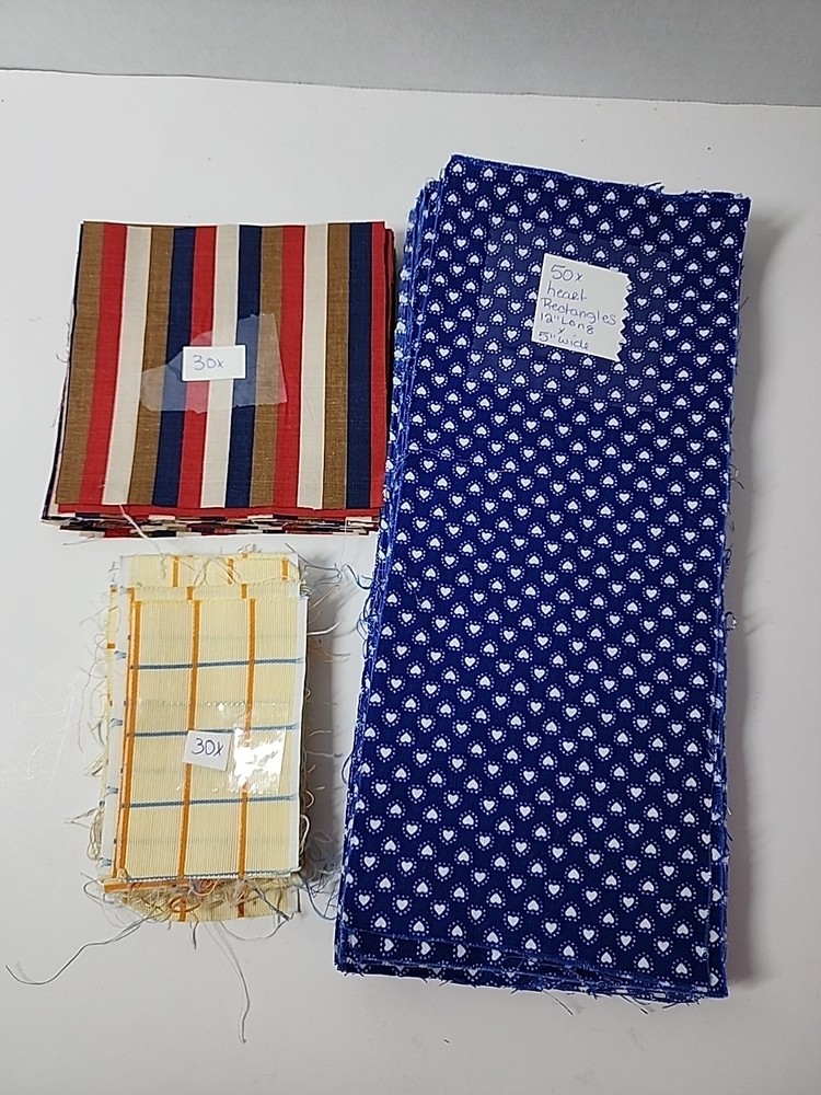 110x Mixed Precut Fabric Squares & Rectangles Pcs Quilt Blocks Sewing Lot