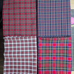 4 One Yd cuts Tartan Plaid, Red, Blue, White, Green 100% cotton