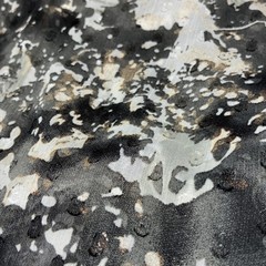 Black Camo Sheer Fabric With Shine 56” X 96” Rayon, Black, Grey, White