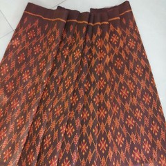 Antique Silk100%Thai Pattern Hand Woven Fabric Brown Orange Cloth/Skirt Crafting