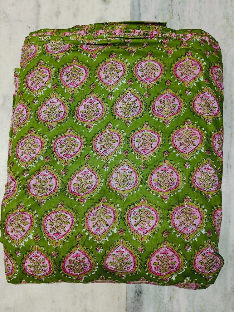 25 Yard Hand Block Print Handmade Cotton Indian Natural Sanganeri Print Fabric
