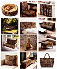 Brown Leopard Print 2D Simulated Faux Fur Upholstery Fabric Black Brown 1 Yard