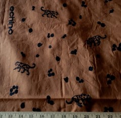 Fine Soft Brown Cotton-Linen Lawn w/ Embroidered Black Leopards – Echino, Japan