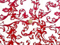 Fabric by the meter and tablecloths | Ramage pattern 3 variants grey red gold | 100% cotton