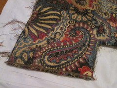 Decorator Fabric Remnant Paisley Floral Red Blue Green Gold 34” x 33”/40”