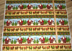 Santa’s Journey Reindeer Snowmen Stripe Christmas Fabric 24″ Repeat #23834