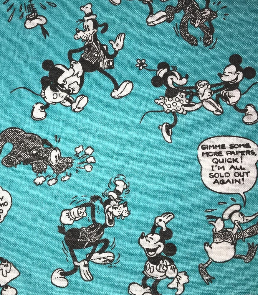 DISNEY MICKEY AND FRIENDS “Comic Toss” Cotton Fabric 36”x43” Yard New