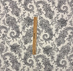 RALPH LAUREN DERWENT PAISLEY ECRU MEDALLION BLACK 100% LINEN FABRIC BY YARD 54″W