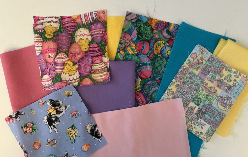 Easter Fabric, Lot of 10 Different Fabrics, sizes vary, (cotton/cotton blnd) GR8