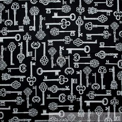 BonEful Fabric FQ Cotton Quilt B&W Red Heart Black Flower Fish Anime Hippie Goth