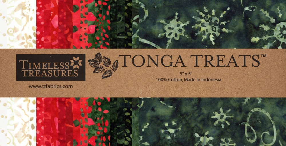 Tonga Treats Batik Fabric Festive 5″X5″ – 42 Pieces Christmas Timeless Treasures